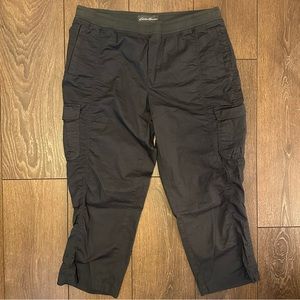 Eddie Bauer Women's Kick Back Twill Crop Stretch Waist Dark Gray (NWT)